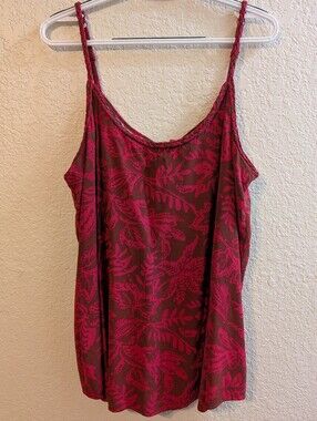 Torrid Breezy Burgundy & Red Braided Strap Tank Top, Size 2X